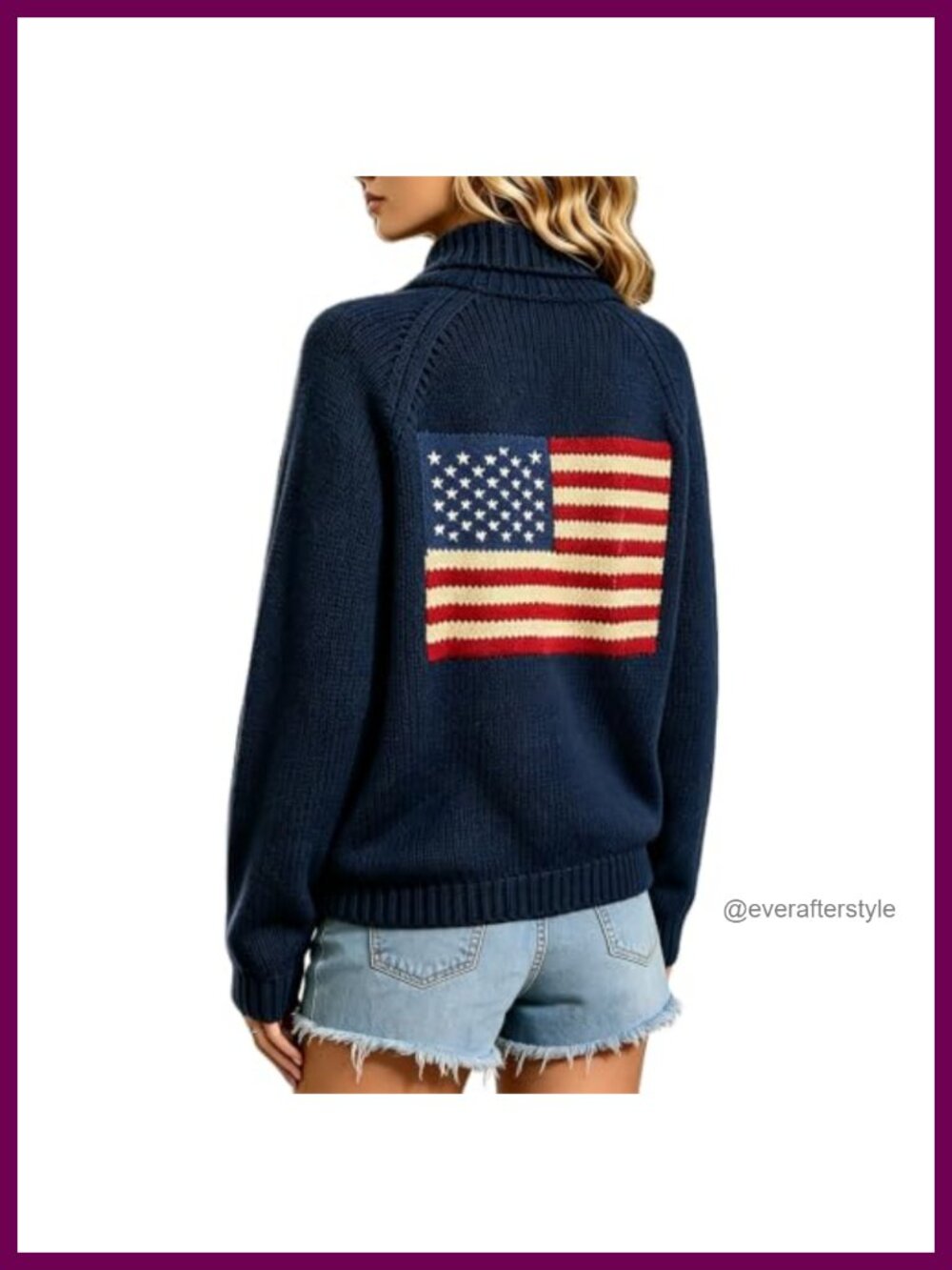 Women American Flag Knit Cardigan Button Down Long Sleeve Patriotic 4th of July